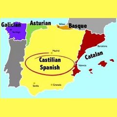 Карта Испании с указанием языков по регионам